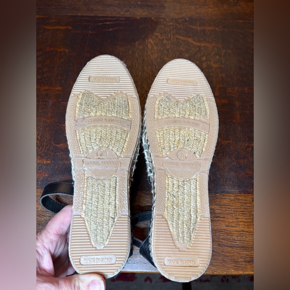 ISABEL MARANT- CARLYCE PRINTED CANVAS AND LEATHER ESPADRILLES IN ECRU. Size 36 - Picture 7 of 7